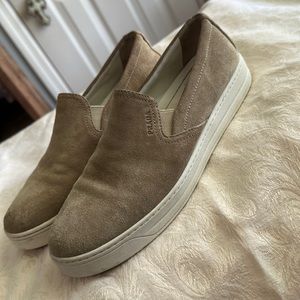Prada women’s suede tan tennis shoes size 39.5